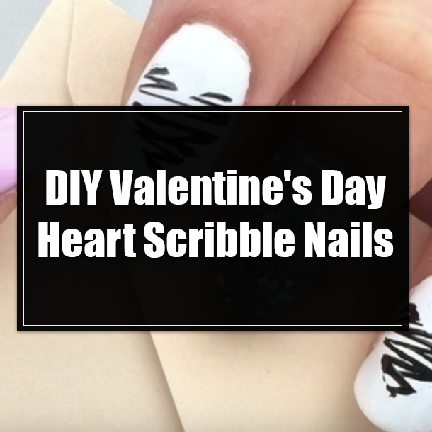 DIY Valentine's Day Heart Scribble Nails