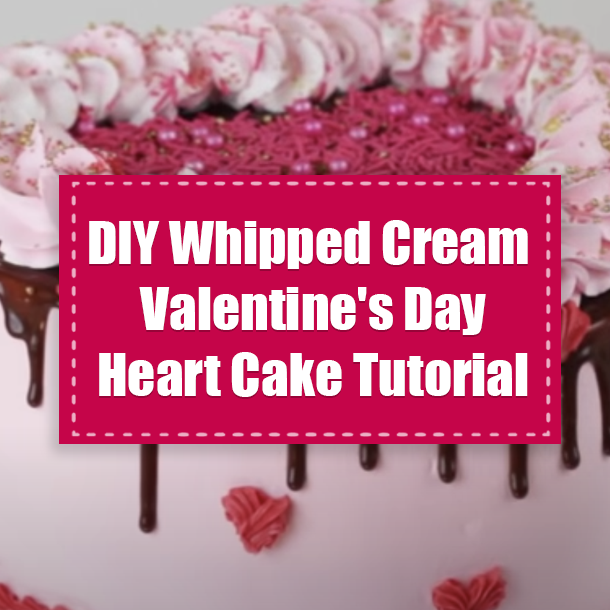 DIY Whipped Cream Valentine's Day Heart Cake Tutorial