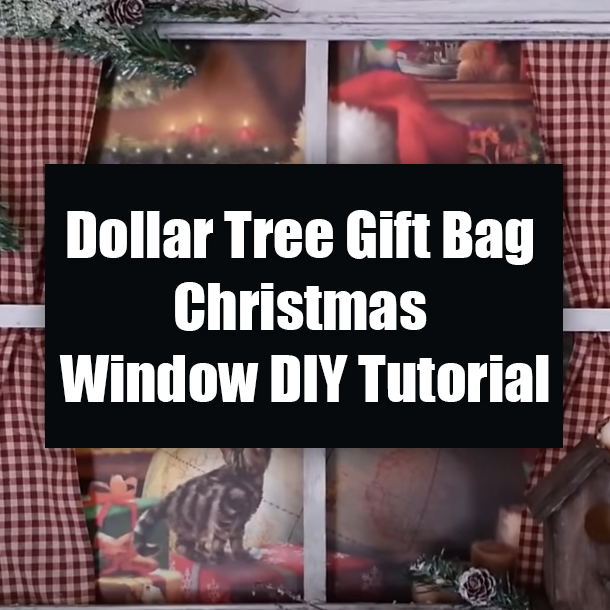 Dollar Tree Gift Bag Christmas Window DIY Tutorial