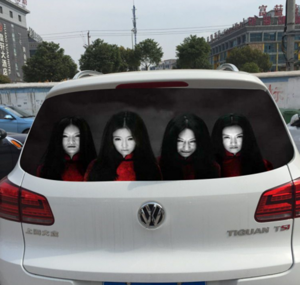 Drivers Using Freaky Reflective Face Decals To Discourage High-Beam Users - picture 3