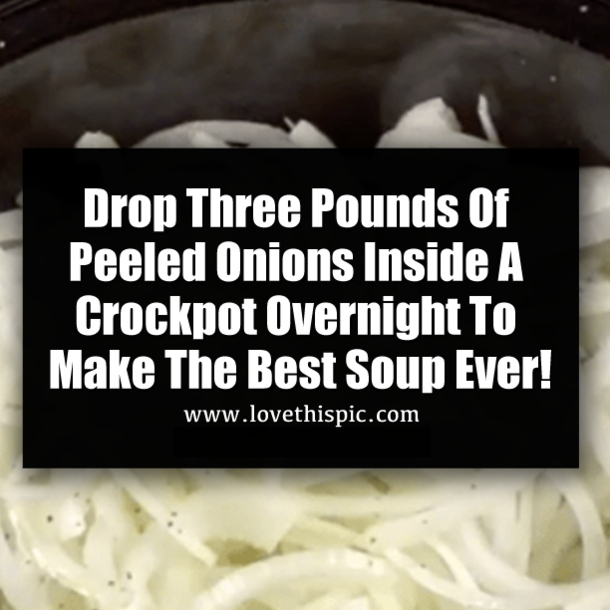 Drop Three Pounds Of Peeled Onions Inside A Crockpot Overnight To Make The Best Soup Ever!