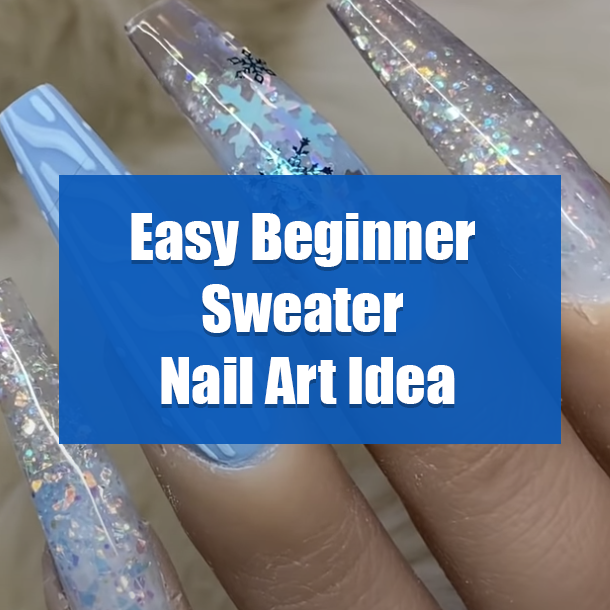 Easy Beginner Sweater Nail Art Idea