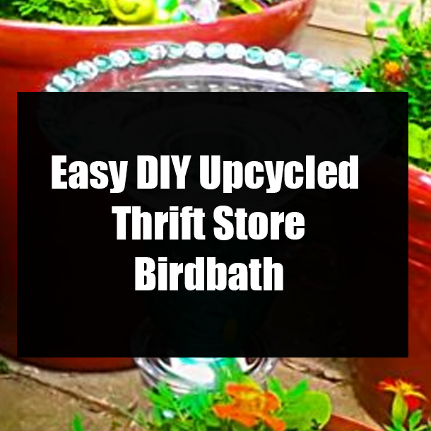Easy DIY Upcycled Thrift Store Birdbath