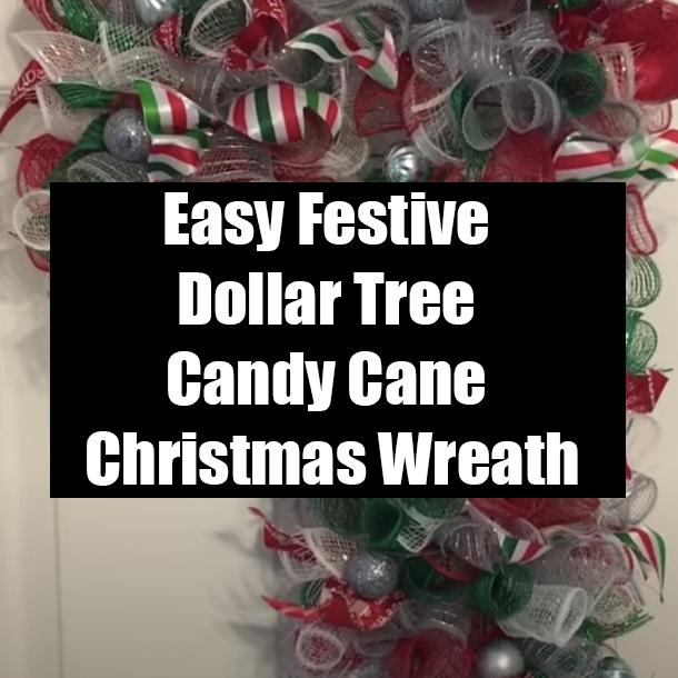 Easy Festive Dollar Tree Candy Cane Christmas Wreath