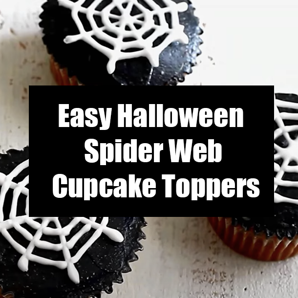 Easy Halloween Spider Web Cupcake Toppers