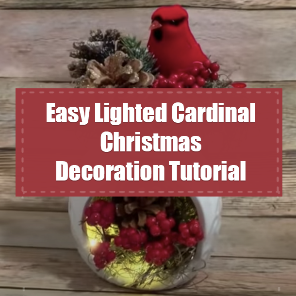 Easy Lighted Cardinal Christmas Decoration Tutorial