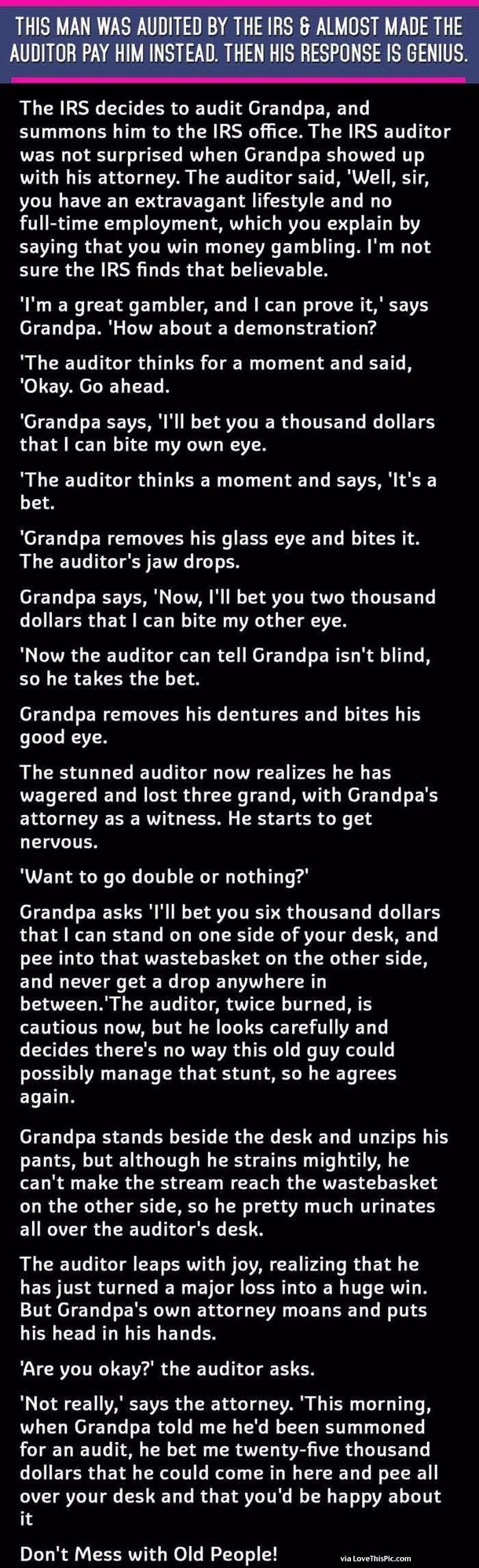 Elderly Man Gets Audited By IRS; His Response Is Brilliant