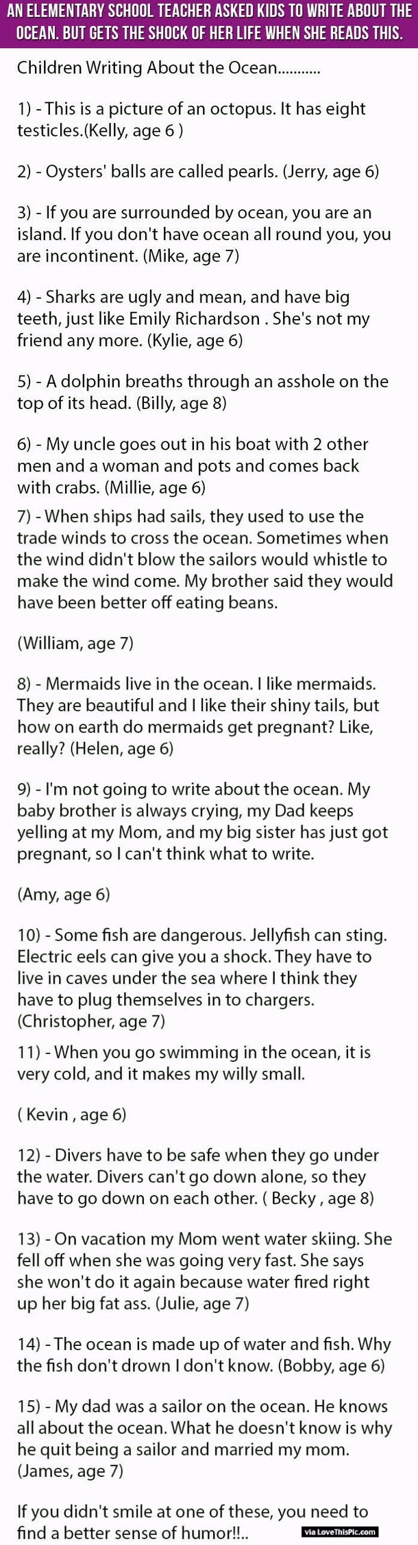 Elementary School Teacher Asked Kids To Write About The Ocean But Gets The Shock Of Her Life When She Reads This.