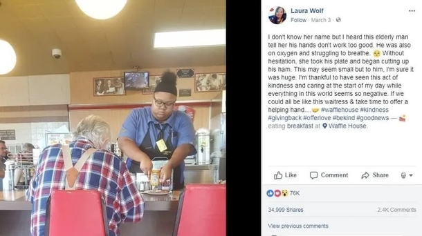 Employee had no clue her act of kindness towards elderly man was being captured by customer - picture 3