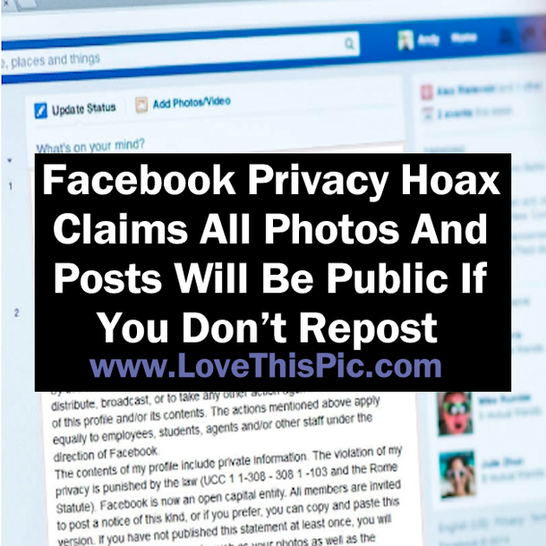 Facebook Privacy Hoax Claims All Photos And Posts Will Be Public if You Don’t Repost