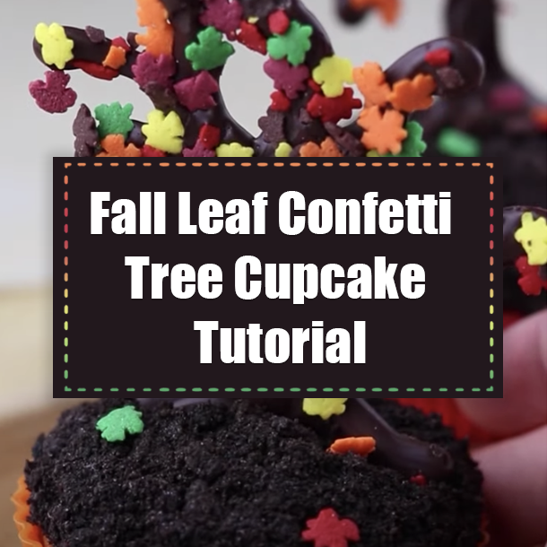 Fall Leaf Confetti Tree Cupcake Tutorial