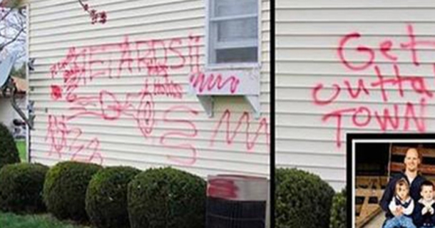 Family's Home Vandalized After They Adopted These 2 Children (Photo) - picture 2
