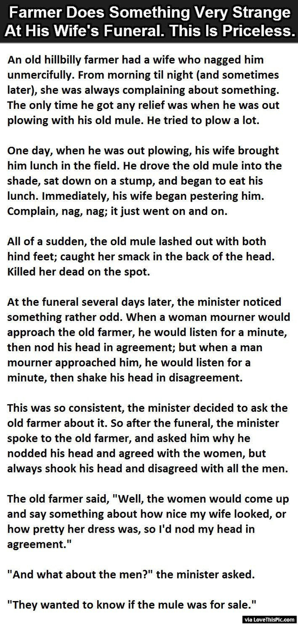 Farmer Does Something Very Strange At His Wifes Funeral. This Is Priceless