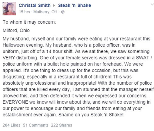 Fast Food Waitress Sparks Outrage With 'Disturbing' Halloween Costume (Photo) - picture 3