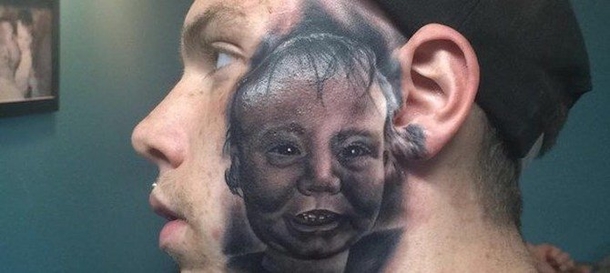Father Gets Newborn Son's Face Tattooed On His Face But Then It Gets So Much Worse (Photos) - picture 2