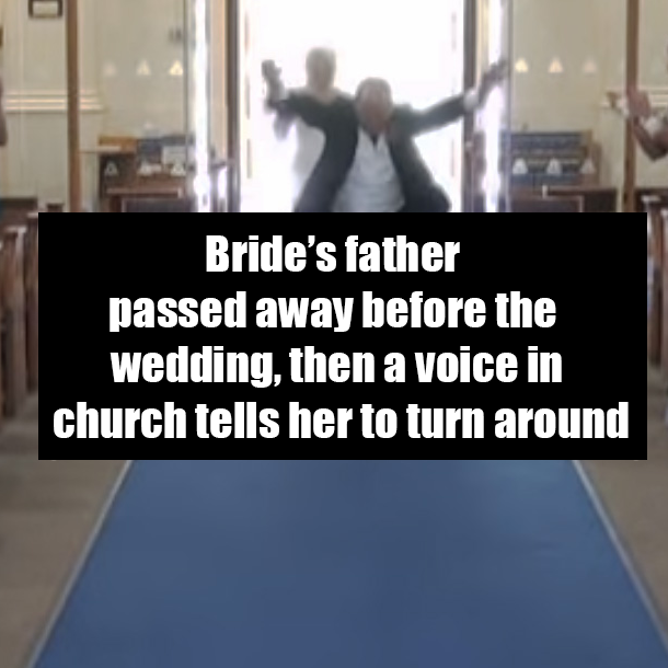 Father of the Bride walks down the aisle before her, makes a scene that nobody will ever forget
