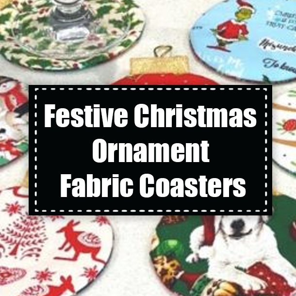 Festive Christmas Ornament Fabric Coasters