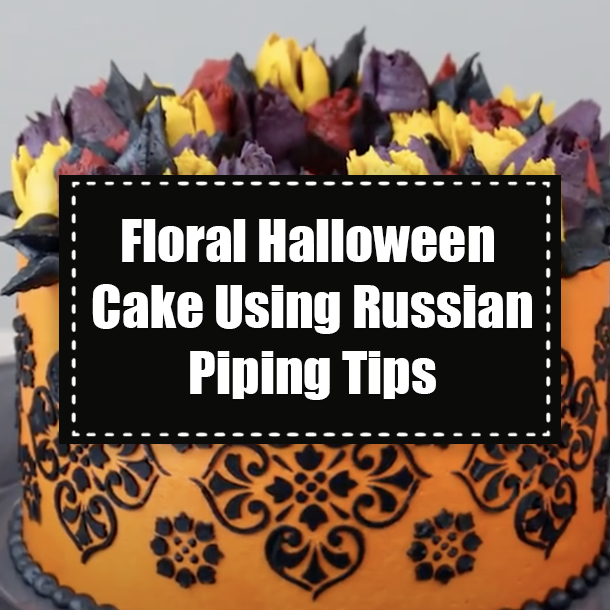 Floral Halloween Cake Using Russian Piping Tips