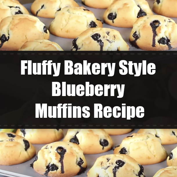 Fluffy Bakery Style Blueberry Muffins Recipe
