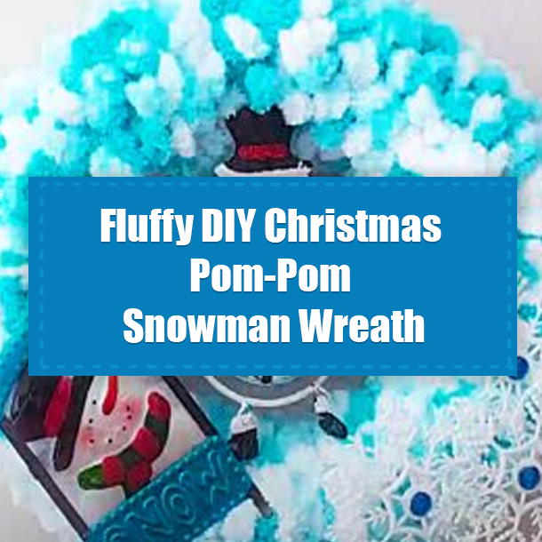 Fluffy DIY Christmas Pom-Pom Snowman Wreath