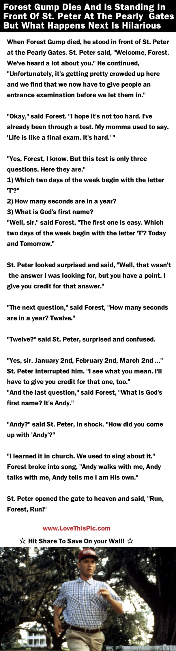 Forest Gump Dies And Is At The Pearly Gates But What Happens Next Is Hilarious...
