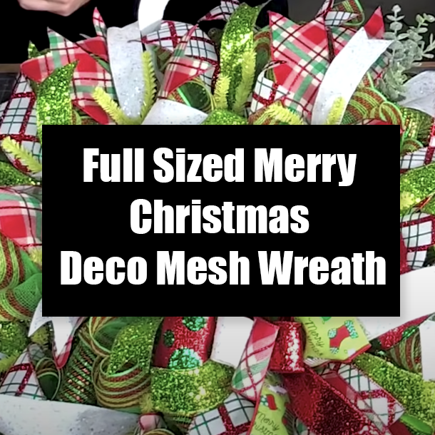Full Sized Merry Christmas Deco Mesh Wreath