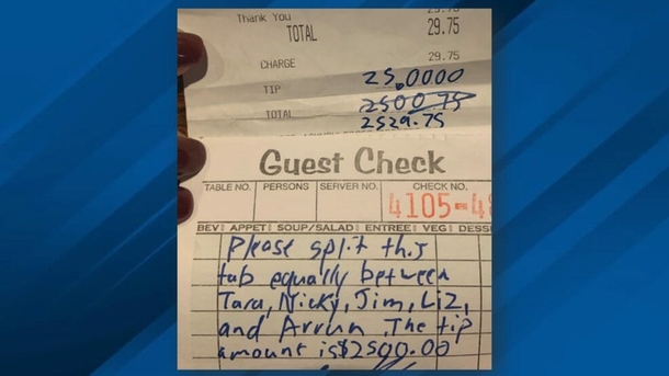Generous customer gives a $2,500 tip ahead of unfortunate restaurant closure - America at it's finest! - picture 3