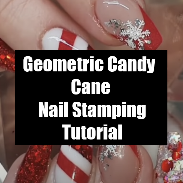 Geometric Candy Cane Nail Stamping Tutorial