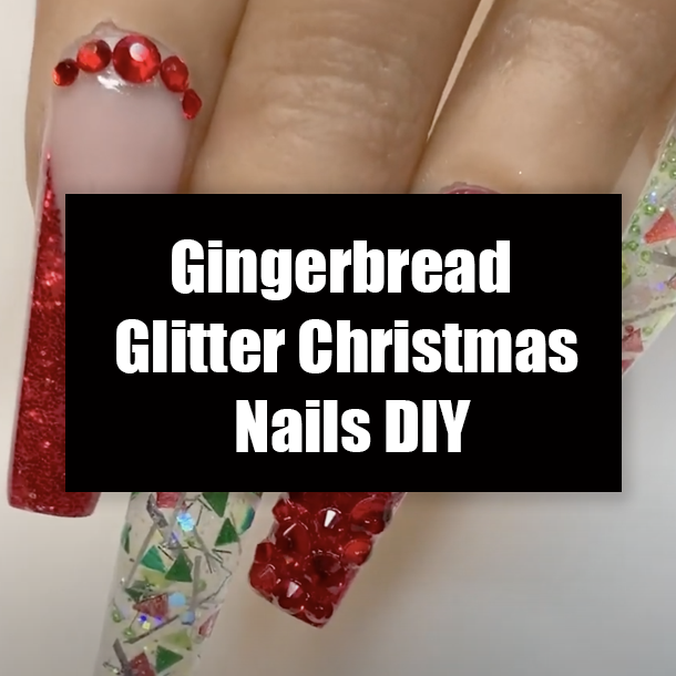 Gingerbread Glitter Christmas Nails DIY