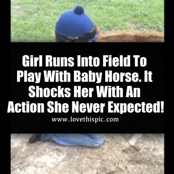 Girl Runs Into Field To Play With Baby Horse. It Shocks Her With An Action She Never Expected!