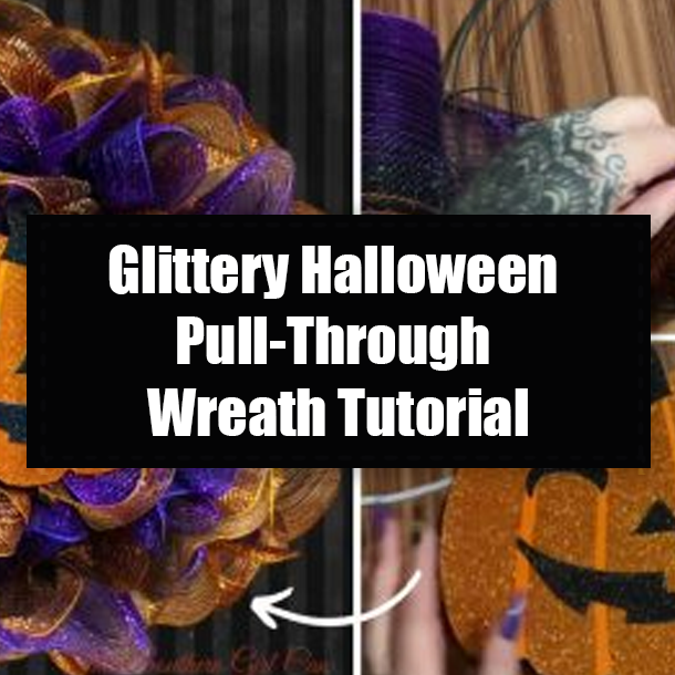 Glittery Halloween Pull-Through Wreath Tutorial
