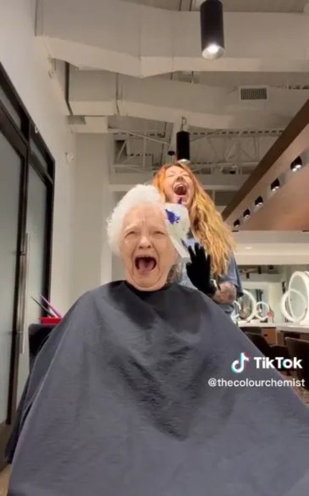 Granddaughter's Rainbow Dye Hair Coloring Leaves Grandma In Bursts Of Laughter - picture 4