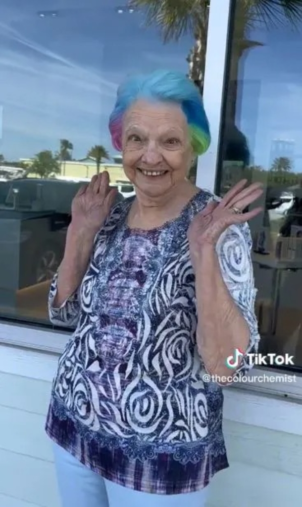 Granddaughter's Rainbow Dye Hair Coloring Leaves Grandma In Bursts Of Laughter - picture 7
