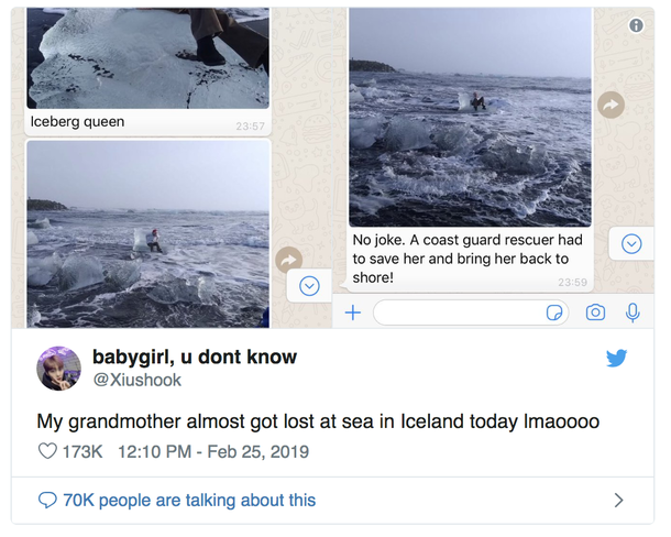 Grandma Sat Down To Take A Picture On An Iceberg When It Began Drifting Off to Sea, Unbelievable! - picture 3