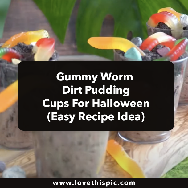 Gummy Worm Dirt Pudding Cups For Halloween (Easy Recipe Idea)