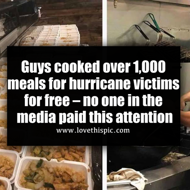 Guys cooked over 1,000 meals for hurricane victims for free – no one in the media paid this attention