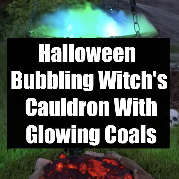 Halloween Bubbling Witch's Cauldron With Glowing Coals