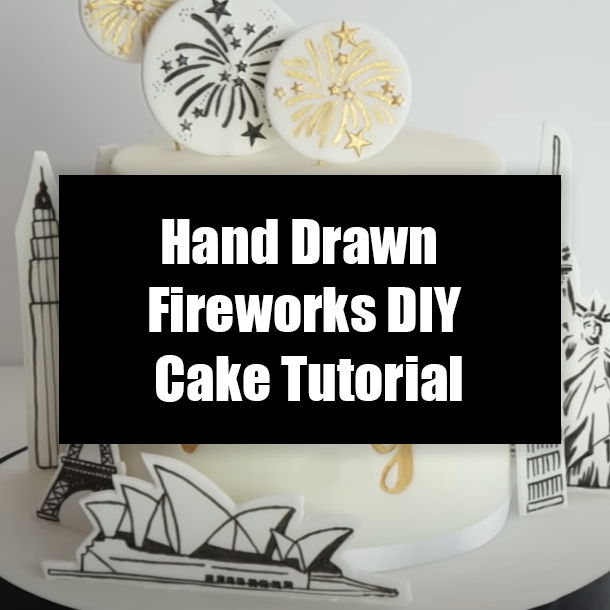 Hand Drawn Fireworks DIY Cake Tutorial
