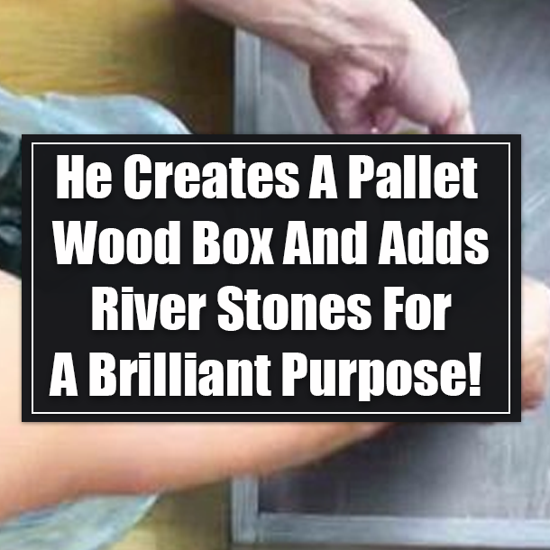 He Creates A Pallet Wood Box And Adds River Stones For A Brilliant Purpose!