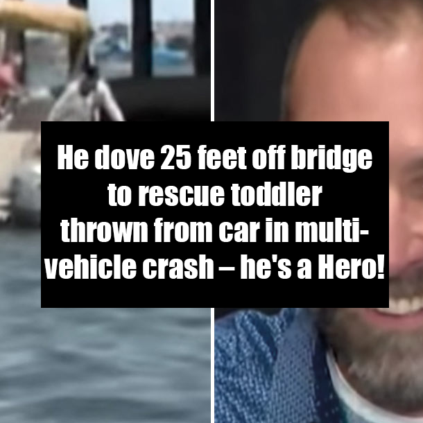He dove 25 feet off bridge to rescue toddler thrown from car in multi-vehicle crash – he's a Hero!