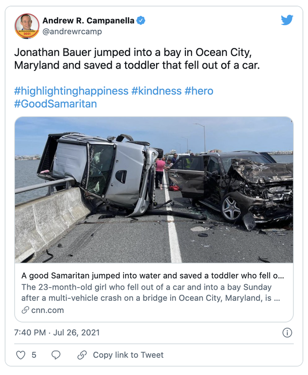 He dove 25 feet off bridge to rescue toddler thrown from car in multi-vehicle crash – he's a Hero! - picture 2
