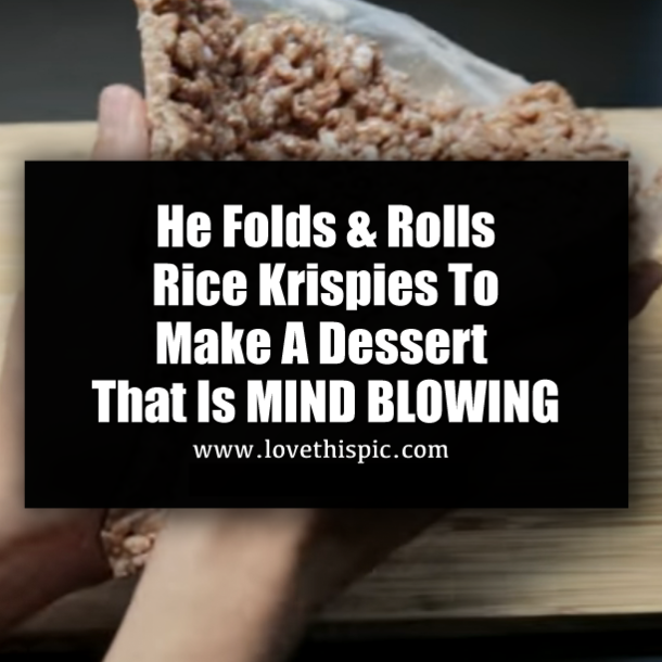 He Folds & Rolls Rice Krispies To Make A Dessert That Is MIND BLOWING