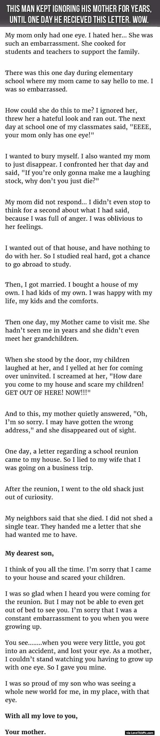 He Ignored His Mother For Years, Until One Day He Received This Letter. Wow.