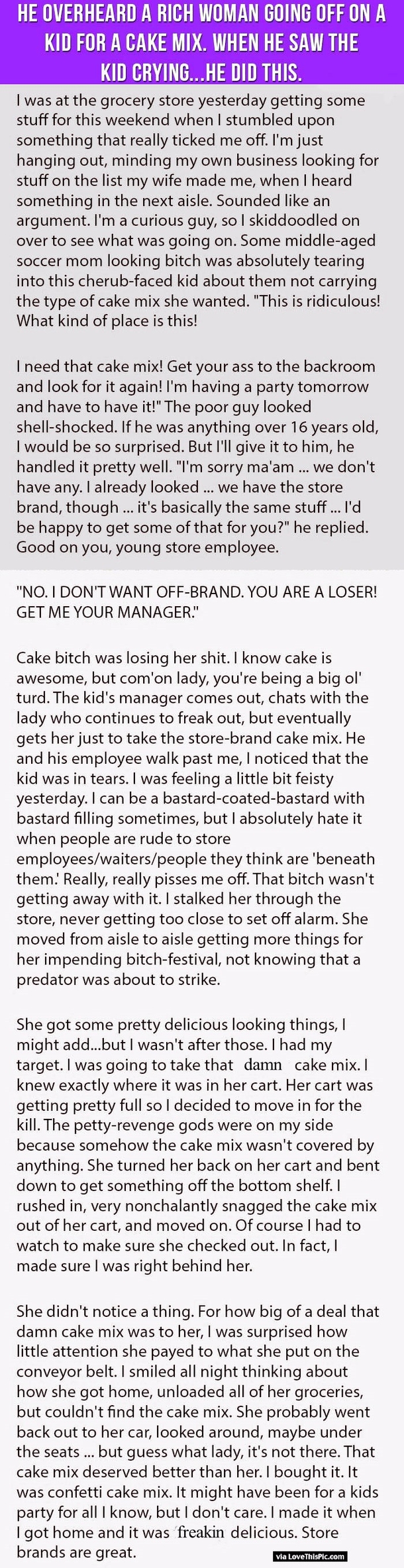 He Overheard A Rich Woman Going Off On A Kid For A Cake Mix. When He Saw The Kid Crying…He Did This.
