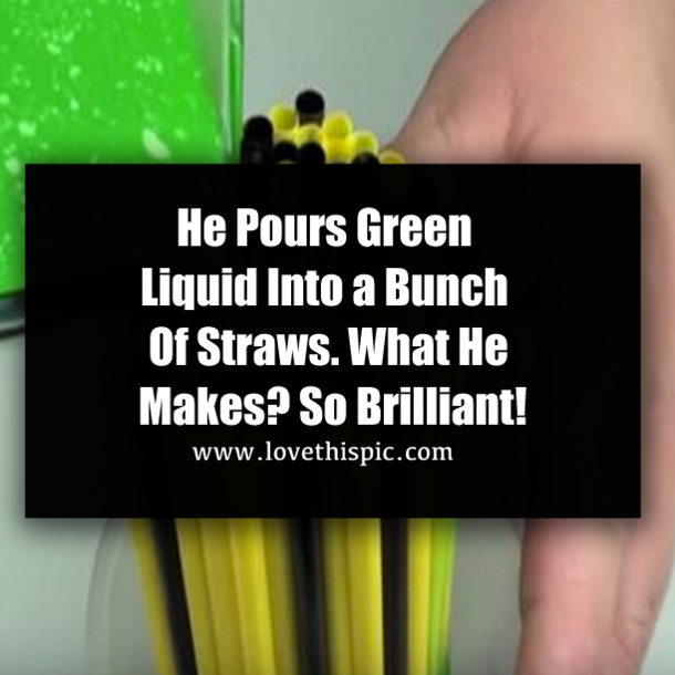 He Pours Green Liquid Into a Bunch of Straws. What He Makes? Perfect For Halloween!