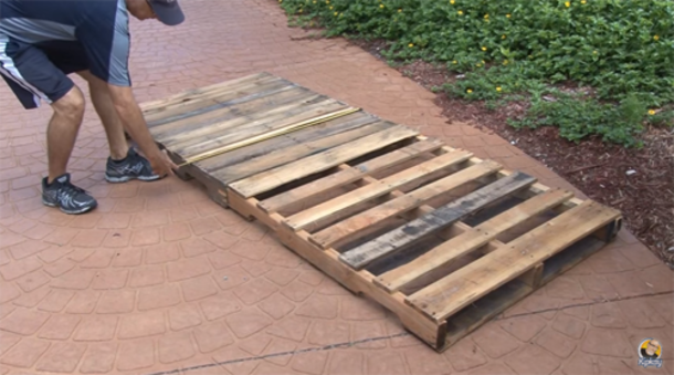 He Puts Two Pallets Together To Create THIS For The Backyard.  This Is Perfect For Summer! - picture 3