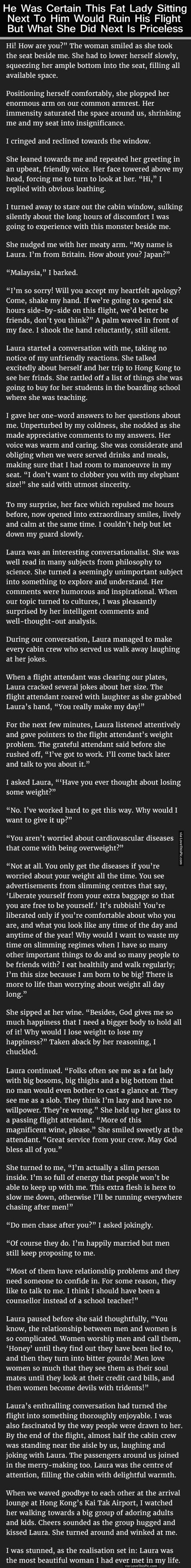 He Was Certain This Fat Lady Sitting Next To Him Would Ruin His Flight But What She Did Next Is Priceless