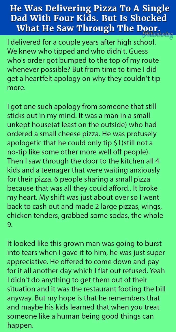 He Was Delivering Pizza To A Single Dad With Four Kids, But Is Shocked At What He Saw Through The Door.