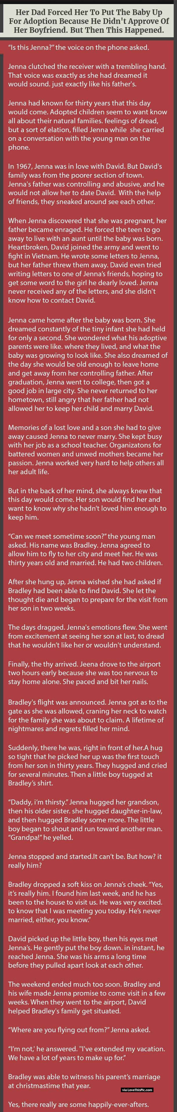 Her Dad Forces Her To Put Her Baby Up For Adoption Because He Didn’t Approve Of Her Boyfriend But Then This Happened...