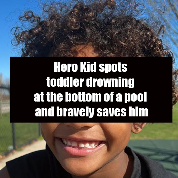 Hero Kid spots toddler drowning at the bottom of a pool and bravely saves him